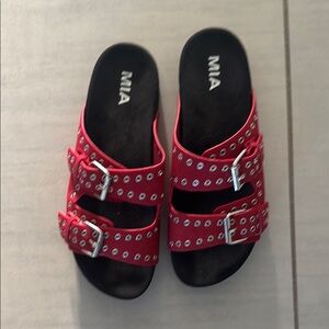 MIA Women's Red Buckle Sandals